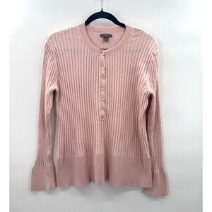 Apt 9 Womens XL Sweater Henley Cable Knit Button Front Coquette Cottage Romantic